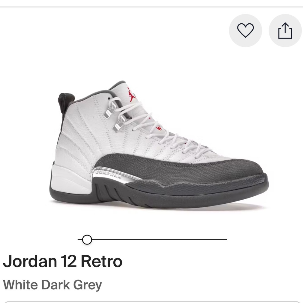 Jordan 12 Retro White and Dark Grey Sneakers